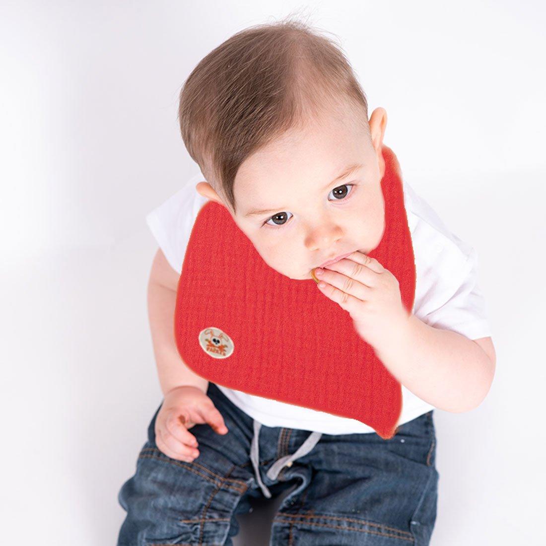 Slabbetje van biologisch katoen - rood - FamilyStuff