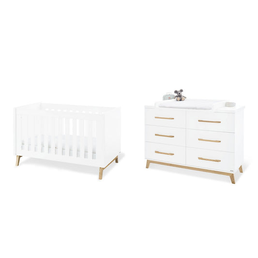 Design babykamer Riva 2-delig set – ledikant en brede commode | Hoogwaardige kwaliteit