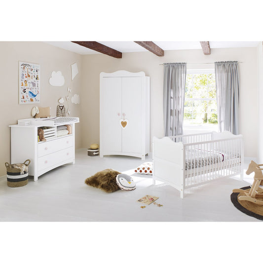 Babykamer Florentina - ledikant, extra brede commode en 2 - deurs kledingkast - FamilyStuff