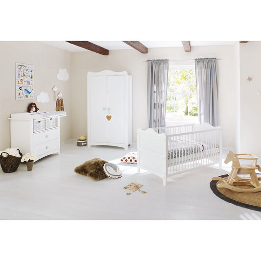 Babykamer Florentina wit: ledikant, brede commode en kledingkast - FamilyStuff