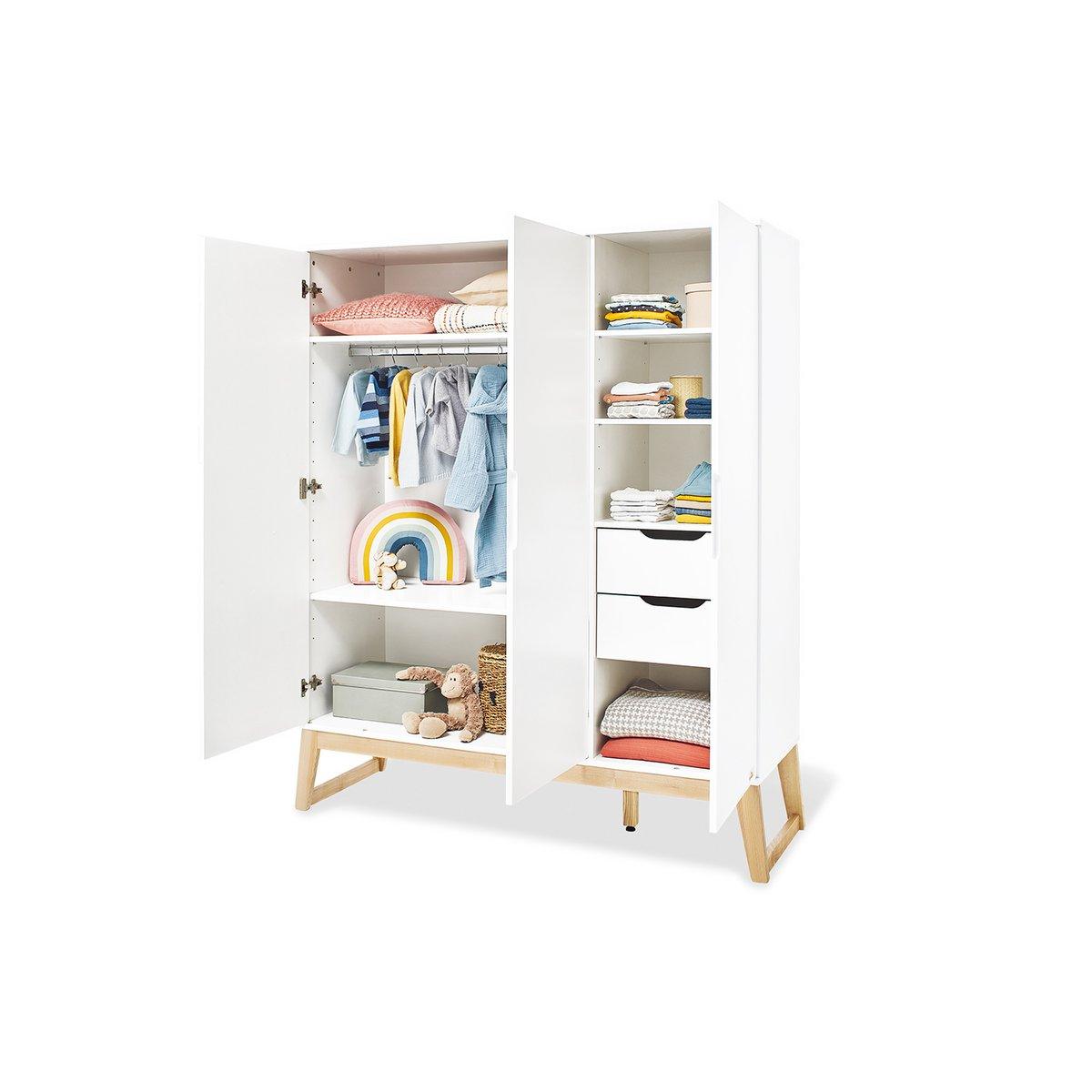 Babykamerset Bridge – ledikant, commode, 3 - deurs kledingkast en wandplank - FamilyStuff