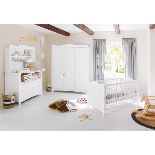 Complete babykamer set Florentina extra breed groot - Wit met ledikant, extra brede commode & kledingkast - FamilyStuff