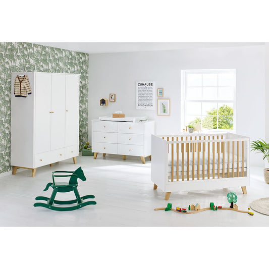Complete babykamer set Pan extra breed groot - Wit met ledikant, commode & kledingkast - FamilyStuff