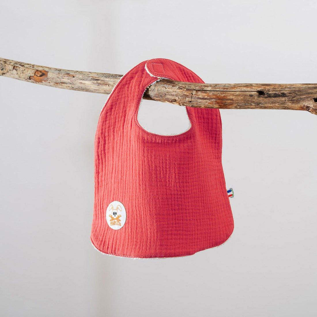 Slabbetje van biologisch katoen - rood - FamilyStuff