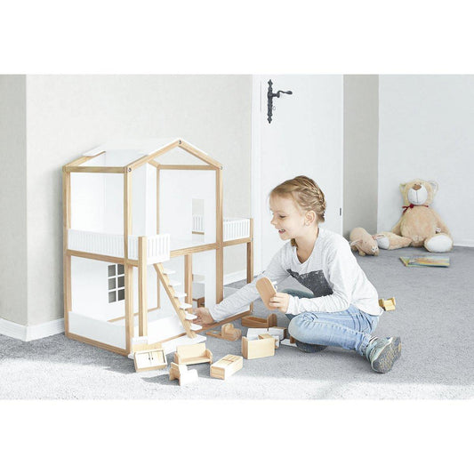Houten poppenhuis wit - FamilyStuff
