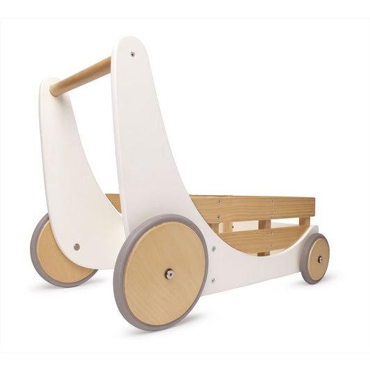 Kinderfeets 2 - in - 1 houten opbergkar & loopwagen - Wit - FamilyStuff
