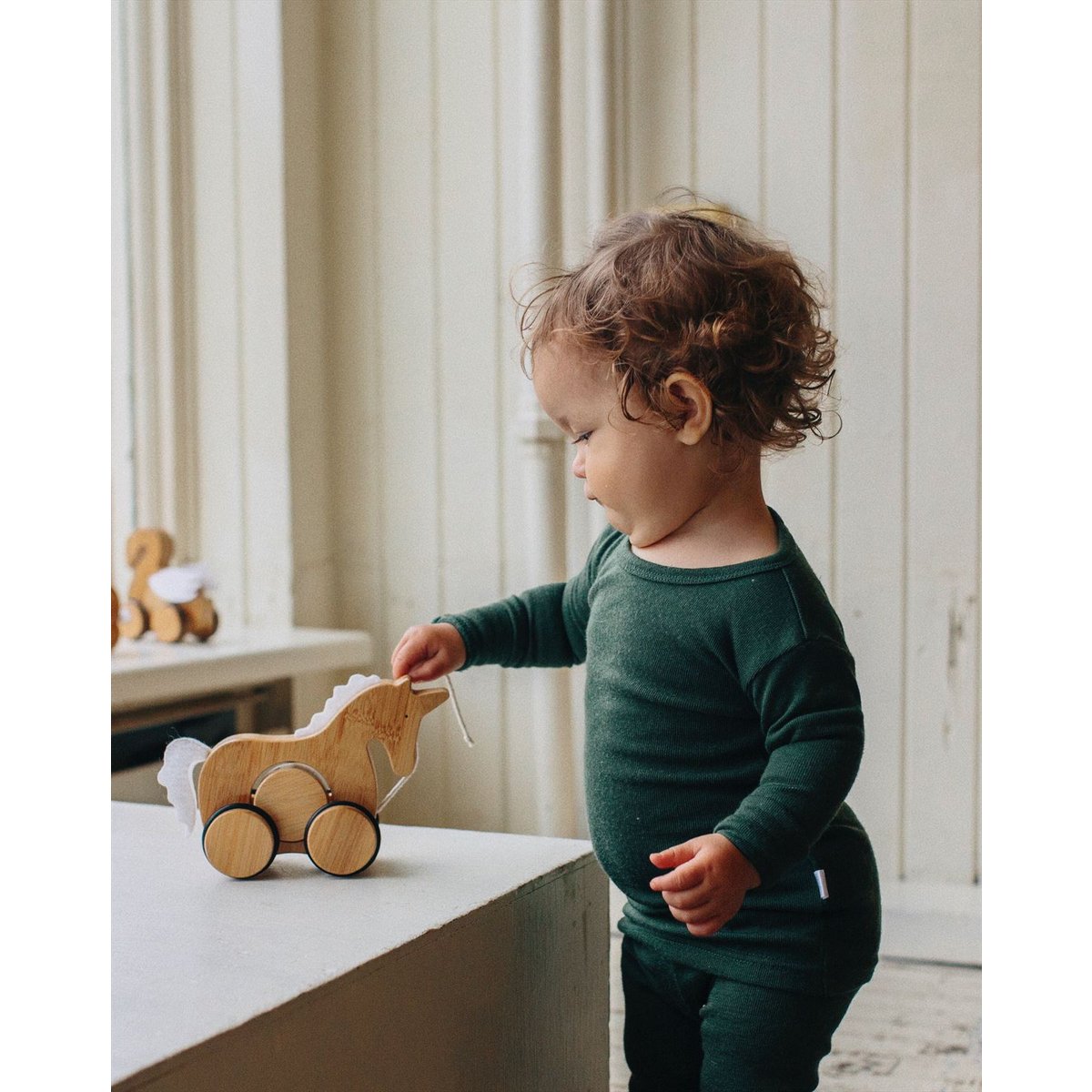 Kinderfeets bamboe trekfiguur Eenhoorn op=op - FamilyStuff