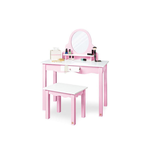 Kinderkaptafel Jasmijn - roze/wit - FamilyStuff