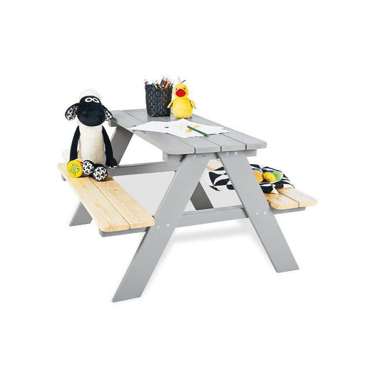 Kinderpicknickbank Nicki – Grijze Buitenbank voor Kinderen - FamilyStuff