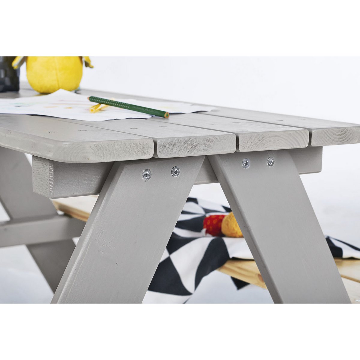 Kinderpicknickbank Nicki – Grijze Buitenbank voor Kinderen - FamilyStuff