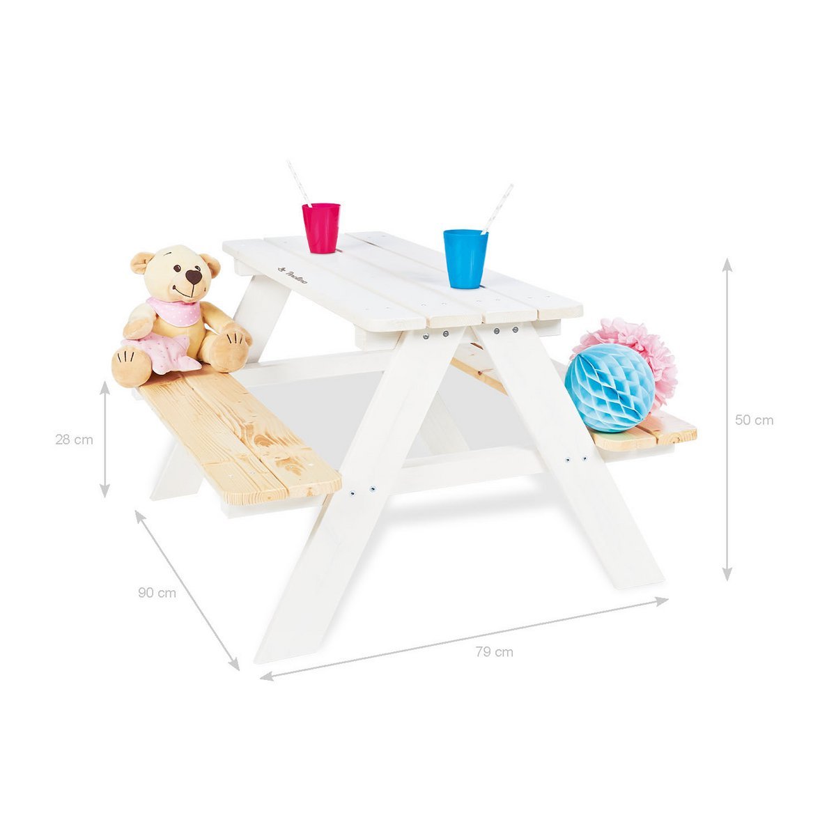 Kinderpicknicktafel Nicki – Witte 4 - zitter voor Buiten - FamilyStuff