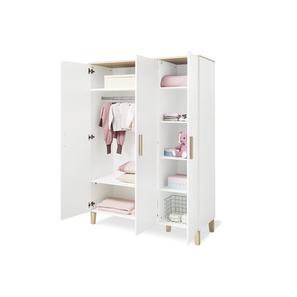 Lumi 3 - delige babykamer set - Ledikant, extra brede commode en kledingkast - FamilyStuff