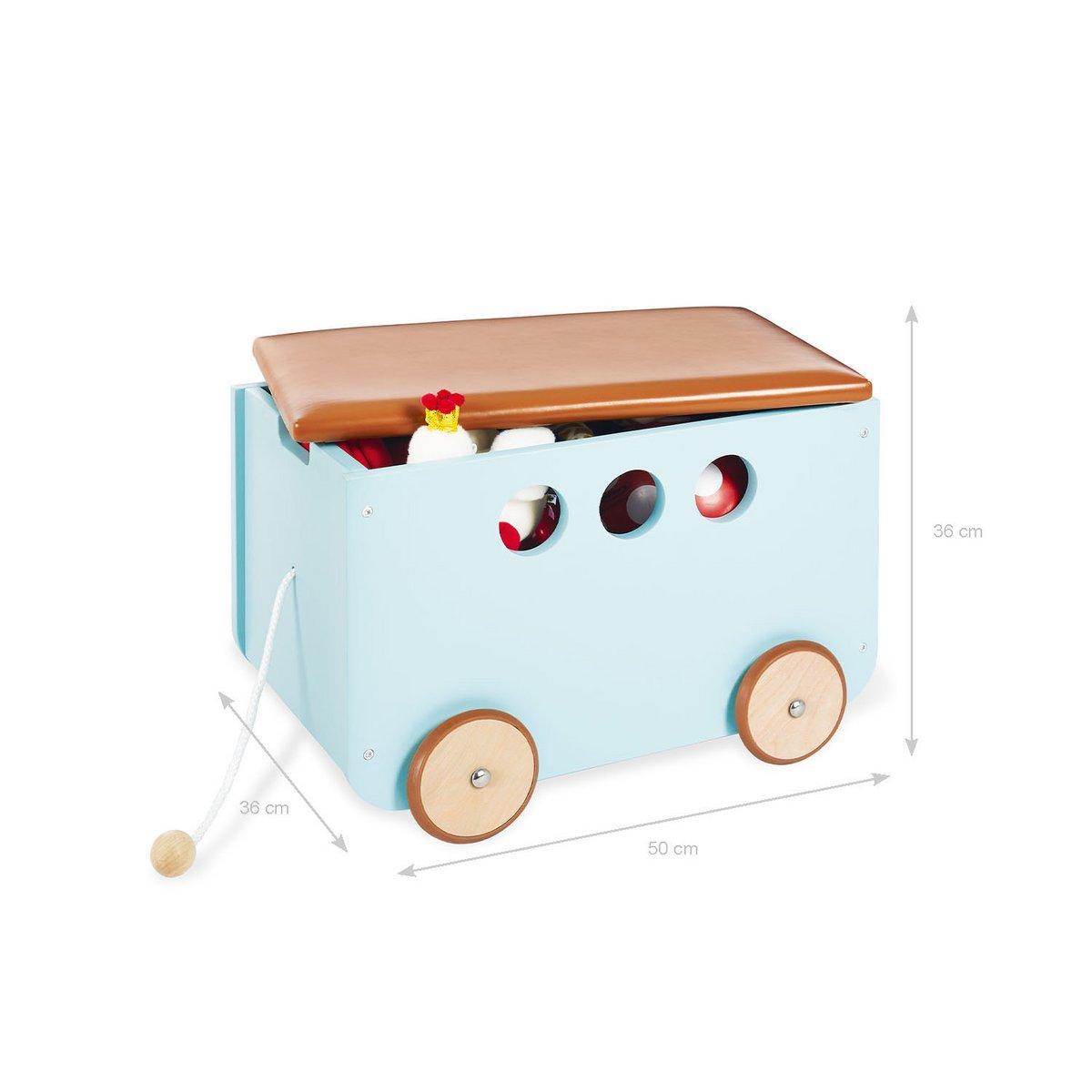 Speelgoedkist Jim - mint met rubberen wielen - FamilyStuff