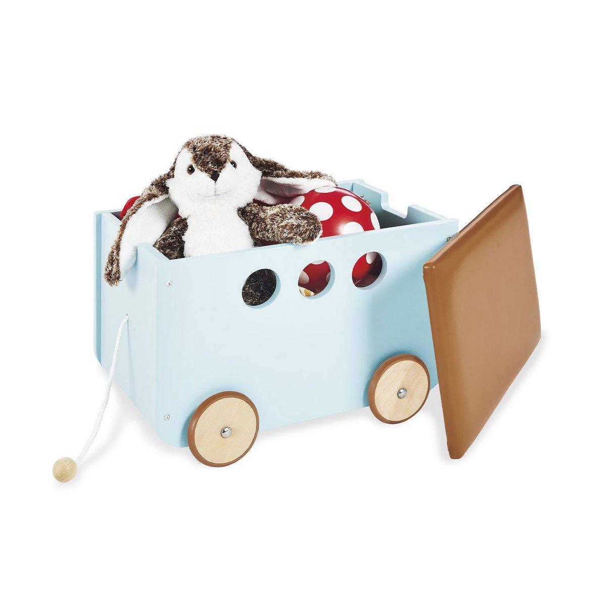 Speelgoedkist Jim - mint met rubberen wielen - FamilyStuff