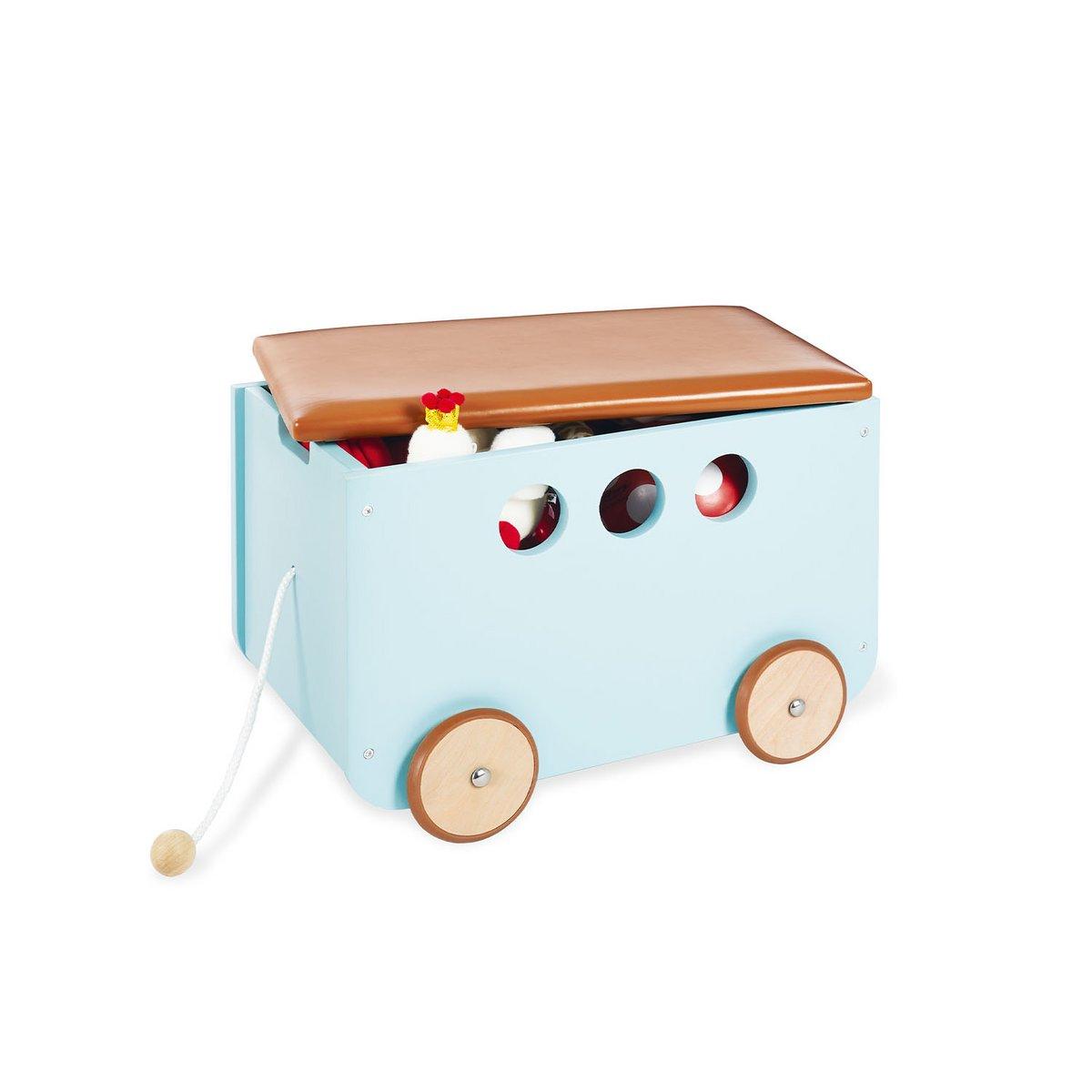 Speelgoedkist Jim - mint met rubberen wielen - FamilyStuff