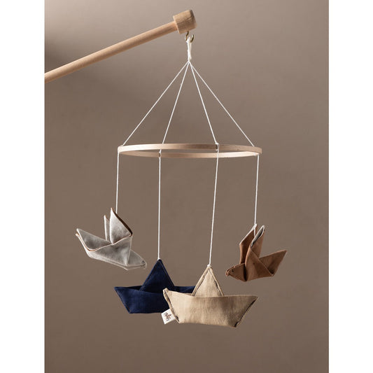 Babymobiel Decoratie – Handgemaakte Origami Vogels & Boten van Stof