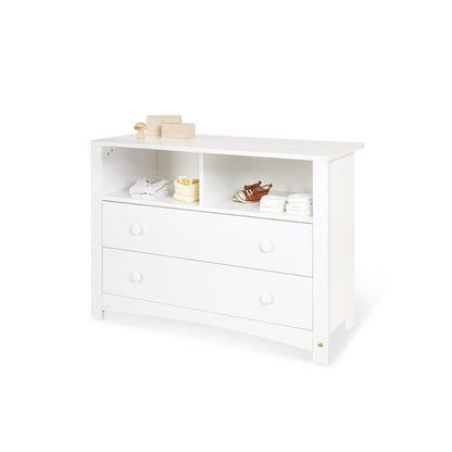 Babykamer Florentina wit: ledikant en extra brede commode