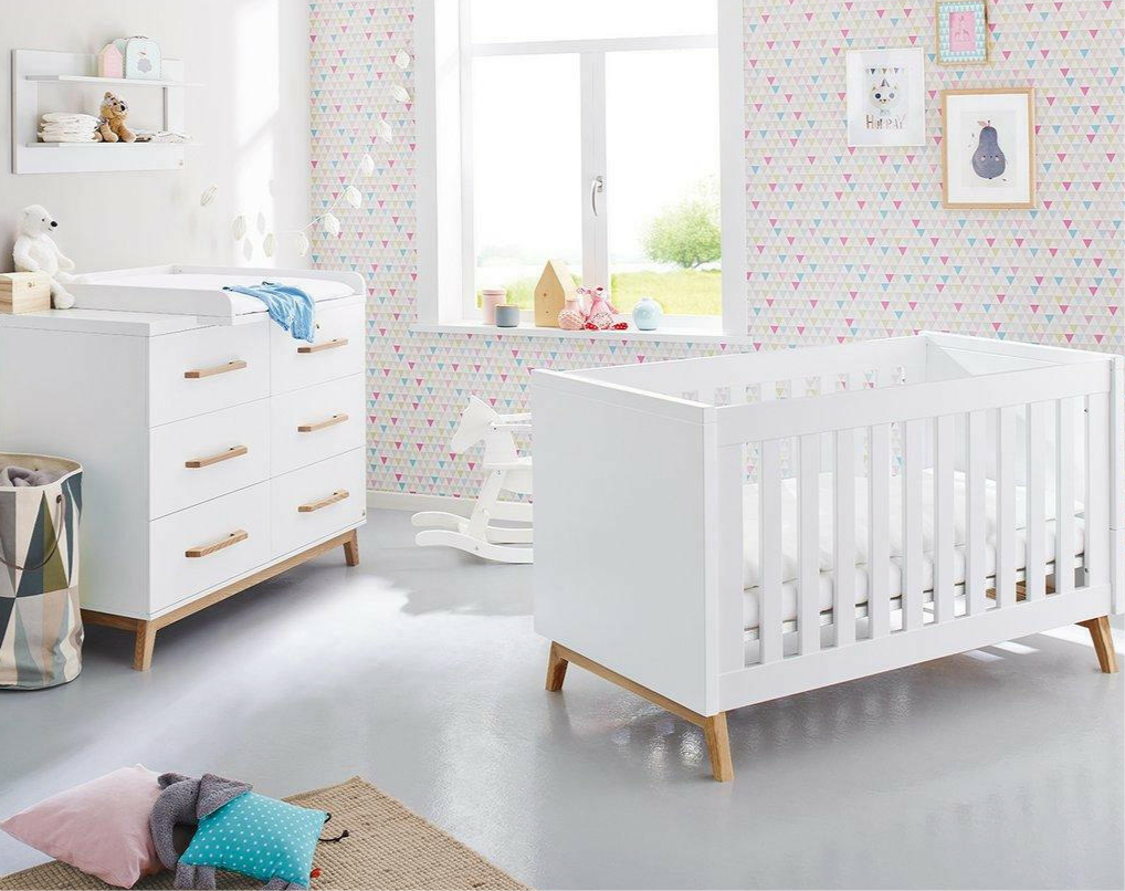 Design babykamer Riva 2-delig set – ledikant en brede commode | Hoogwaardige kwaliteit