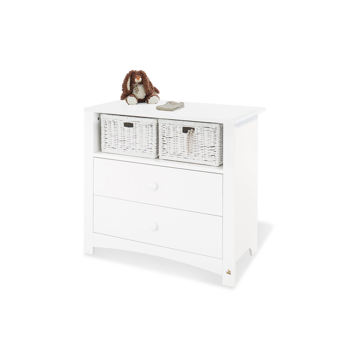 Babykamer Florentina wit: ledikant, brede commode en 2 - deurs kledingkast - FamilyStuff