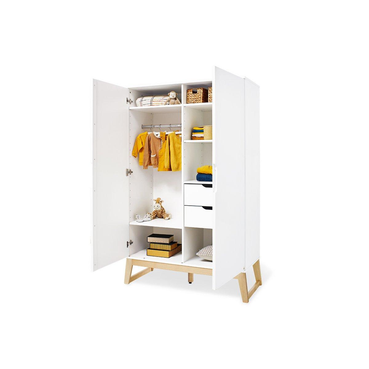 Babykamerset Bridge – ledikant, brede commode, 2 - deurs kledingkast en wandplank - FamilyStuff