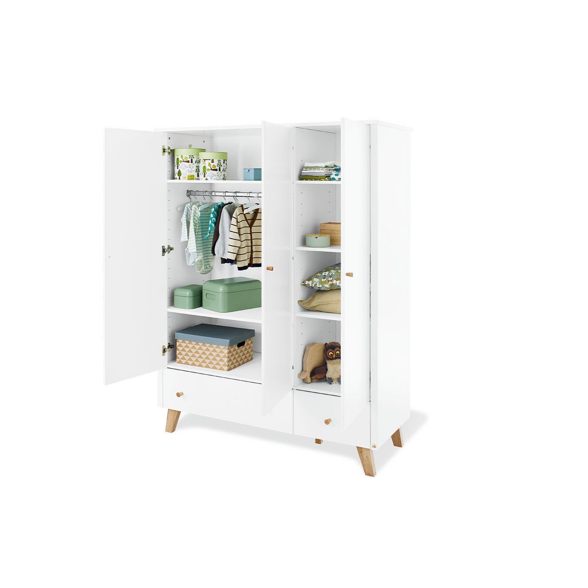 Complete babykamer set Pan extra breed groot - Wit met ledikant, commode & kledingkast - FamilyStuff