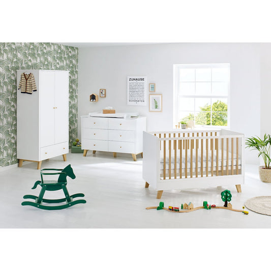 Complete babykamer set Pan extra breed - Wit met ledikant, commode & kledingkast - FamilyStuff