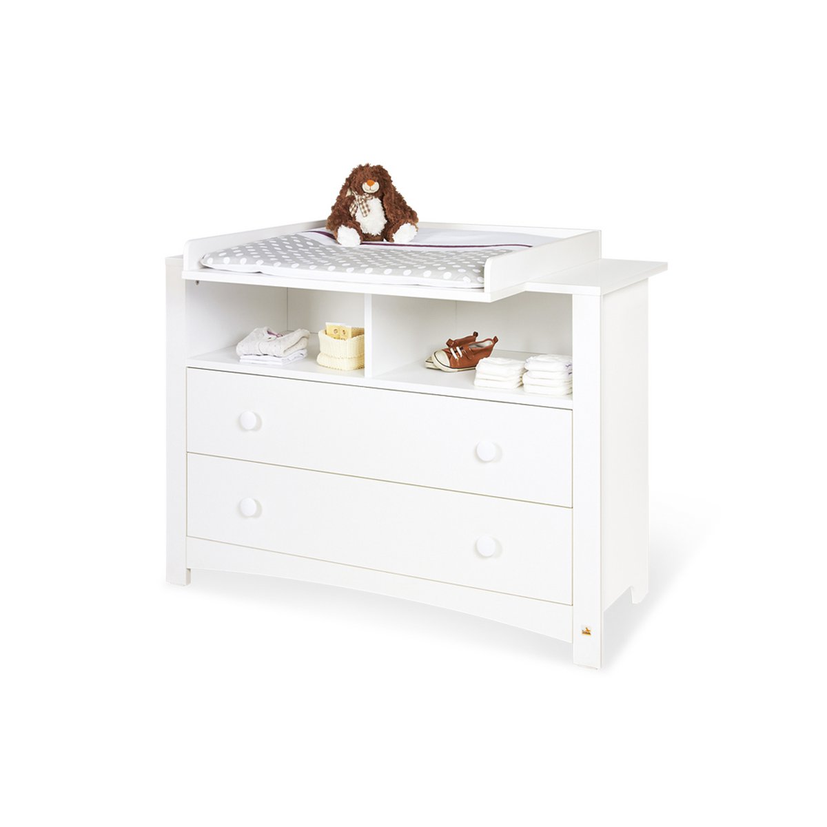 Babykamer Florentina wit: ledikant en extra brede commode