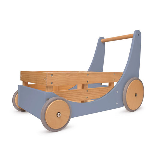 Kinderfeets 2 - in - 1 houten opbergkar & loopwagen - Slate Blue - FamilyStuff