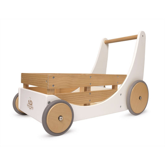 Kinderfeets 2 - in - 1 houten opbergkar & loopwagen - Wit - FamilyStuff