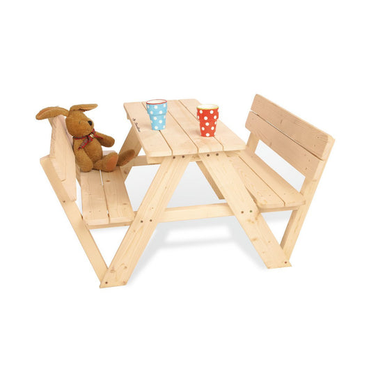 Kinderpicknicktafel Nicki – 4 - zits met Rugleuning (Naturel) - FamilyStuff
