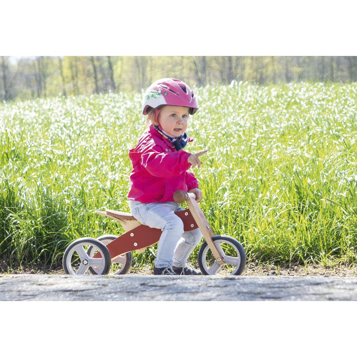 Mini driewieler Charlie - rood/naturel - FamilyStuff
