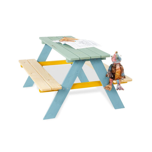 Nicki Kinderpicknickbank – Kleurrijke 4 - zitter voor Buiten - FamilyStuff